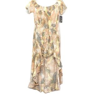 Art Class Orange Floral Off Shoulder Romper Dress